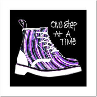 One Step At A Time Purple Boot Posters and Art